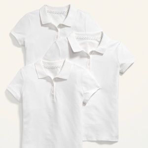 Girls NWT Old Navy 3 Pack White Uniform Polo Shirts Tops Size Large 10-12 *